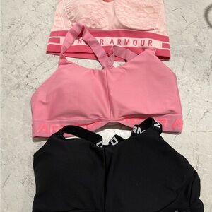 Under Armour Pink and Black Sports Bra Trio
